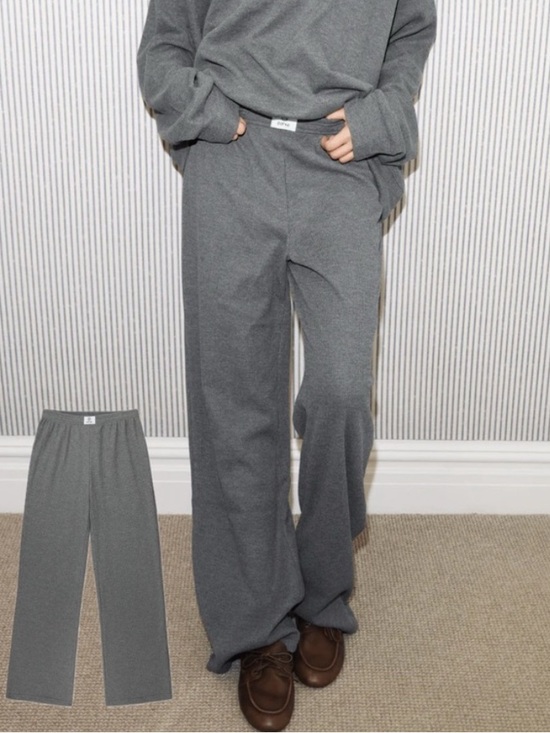 Parke Pants - PARKE Waffle Boxer Wide Leg Pants in Stormy Gray